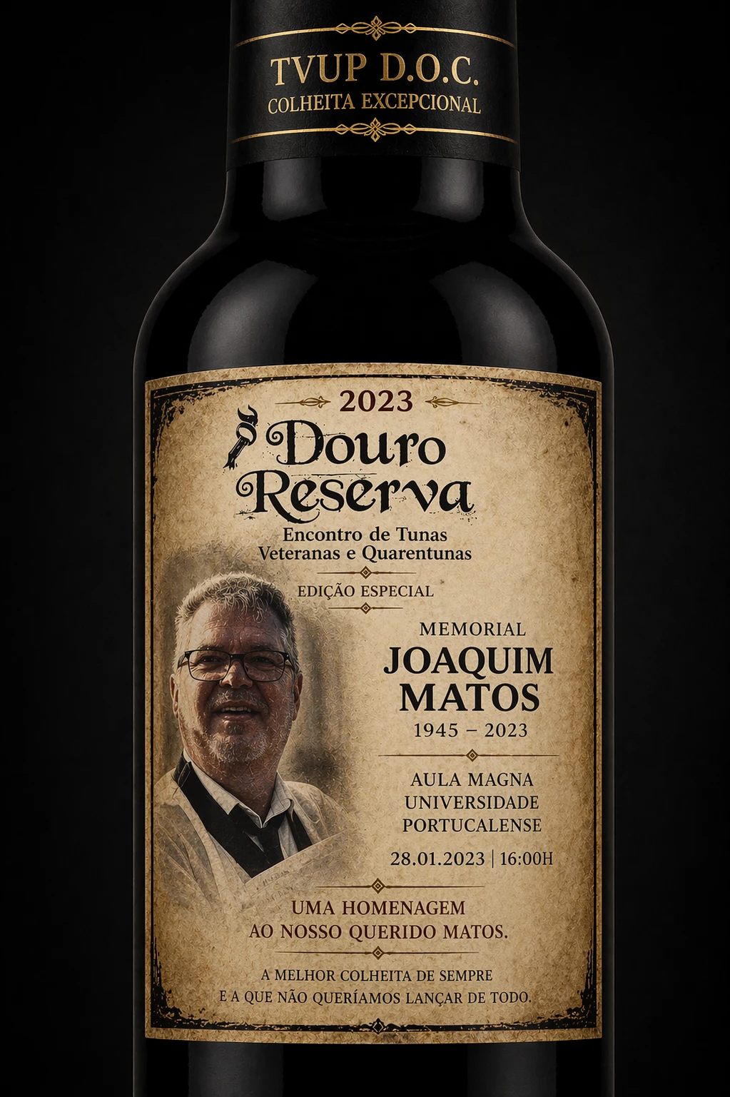 Garrafa e rótulo especial do Memorial Joaquim Matos, 2023