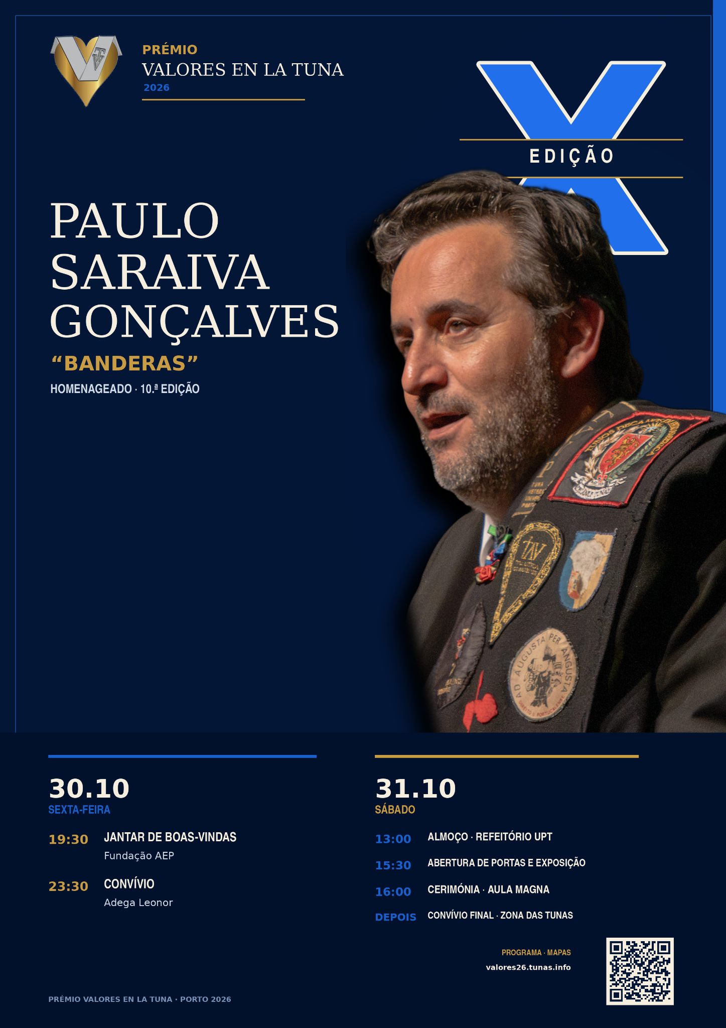 Cartaz do Prémio Valores en la Tuna 2026, com o programa de 30 e 31 de outubro
